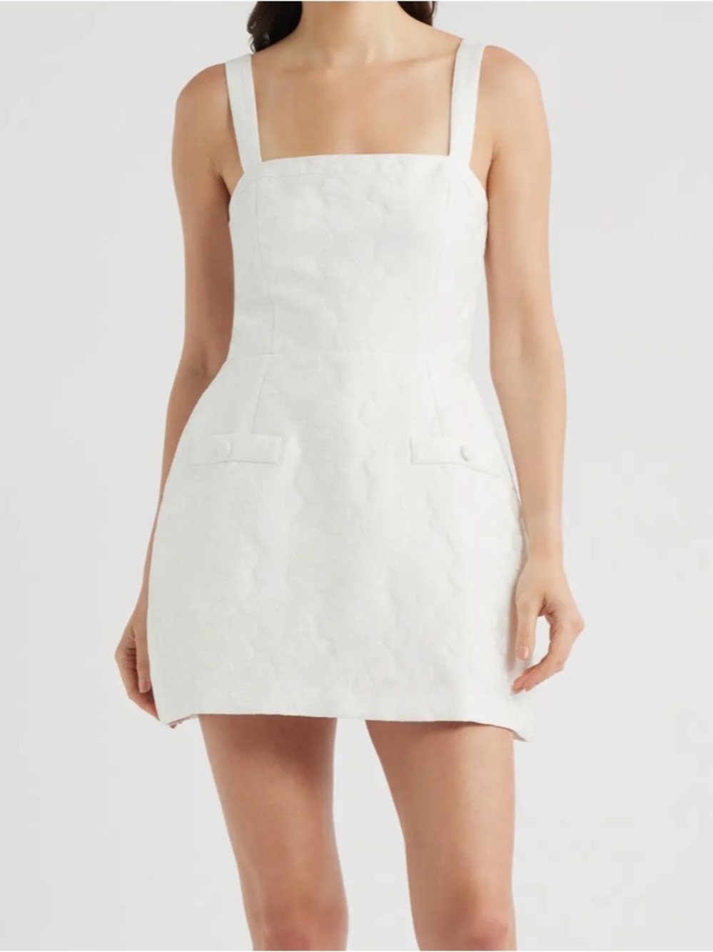 AMANDA UPRICHARD MARTINI FLORAL JACQUARD COCKTAIL ROMPER WHITE - L
